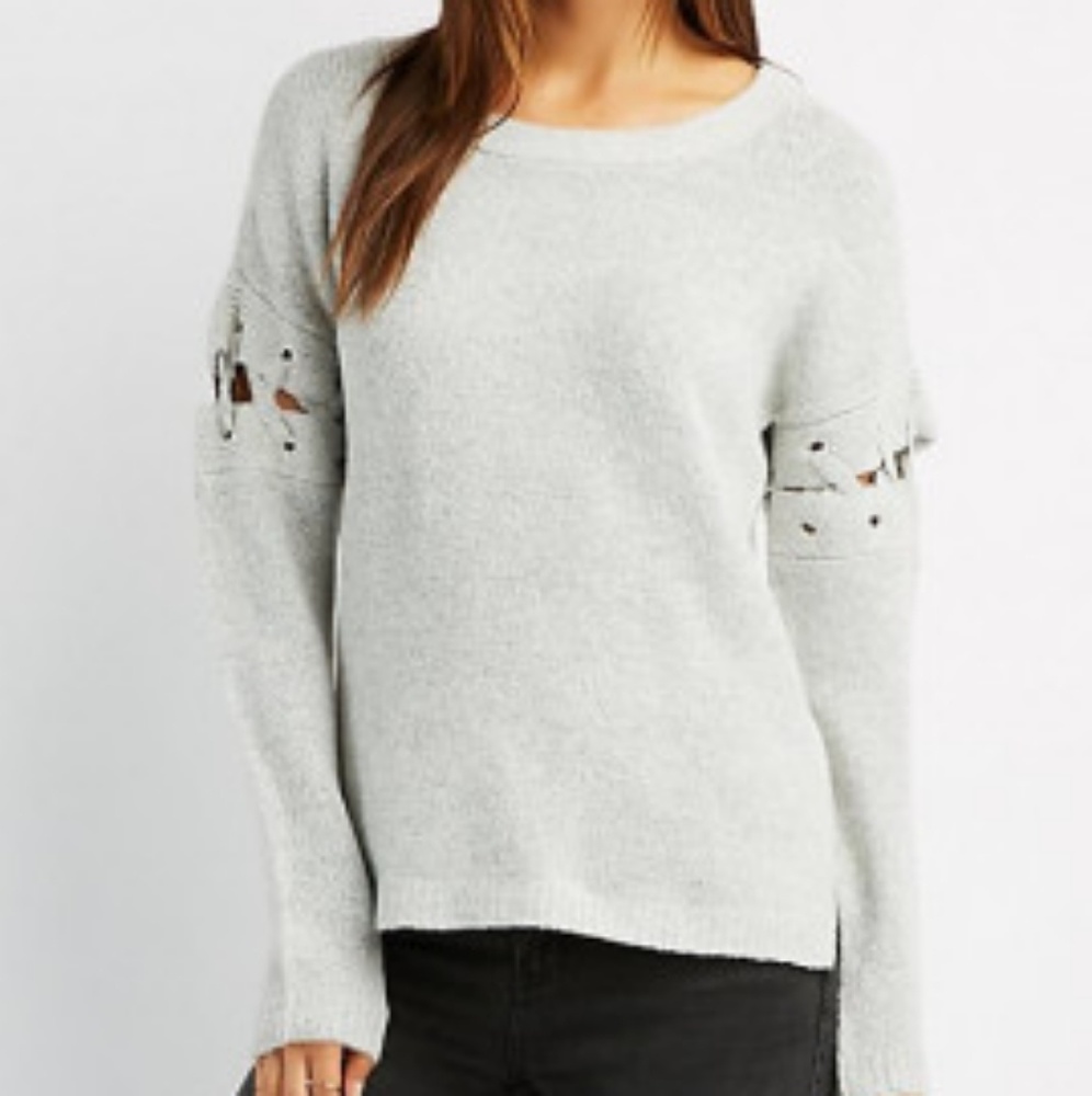 Charlotte Russe lace sleeve sweater